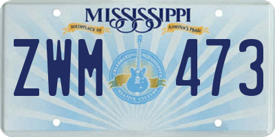 MS license plate ZWM473