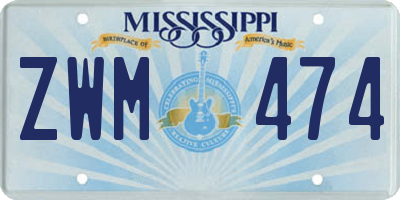 MS license plate ZWM474