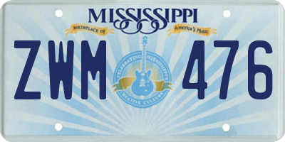 MS license plate ZWM476