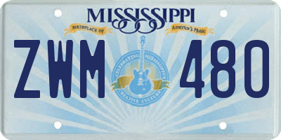 MS license plate ZWM480
