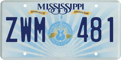 MS license plate ZWM481