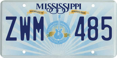 MS license plate ZWM485