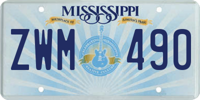 MS license plate ZWM490