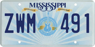 MS license plate ZWM491