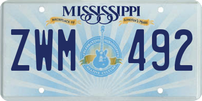 MS license plate ZWM492
