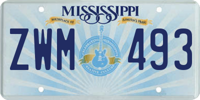 MS license plate ZWM493