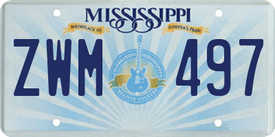 MS license plate ZWM497