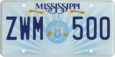 MS license plate ZWM500