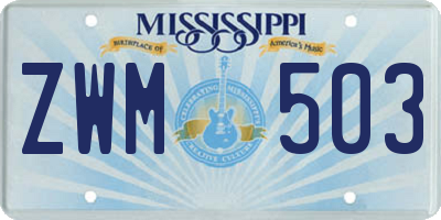 MS license plate ZWM503