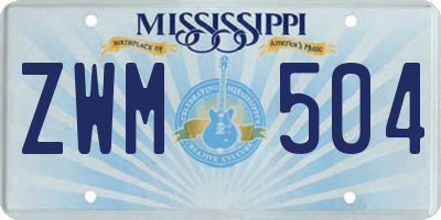MS license plate ZWM504