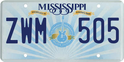 MS license plate ZWM505