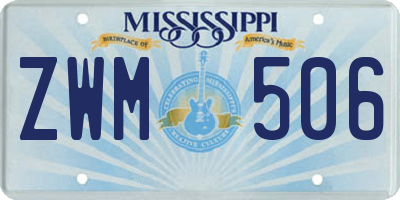 MS license plate ZWM506