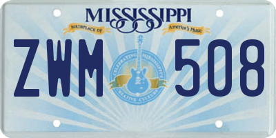MS license plate ZWM508