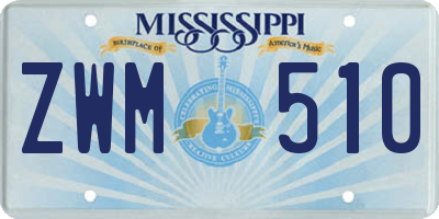 MS license plate ZWM510
