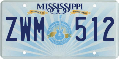 MS license plate ZWM512