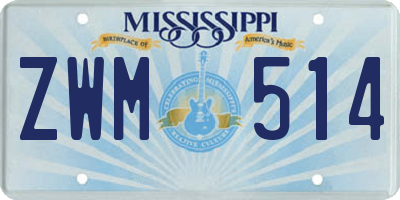 MS license plate ZWM514