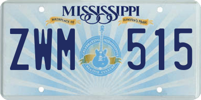 MS license plate ZWM515