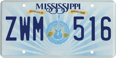 MS license plate ZWM516