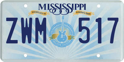 MS license plate ZWM517