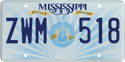 MS license plate ZWM518