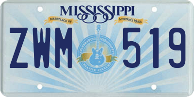 MS license plate ZWM519