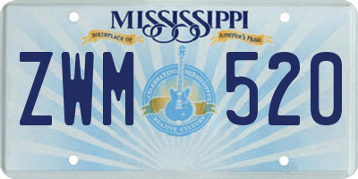 MS license plate ZWM520