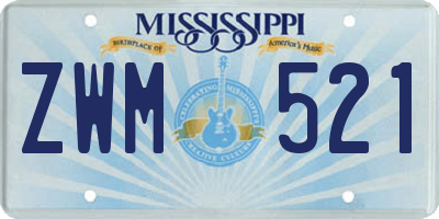 MS license plate ZWM521