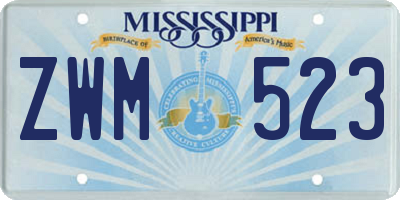 MS license plate ZWM523