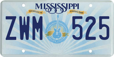 MS license plate ZWM525