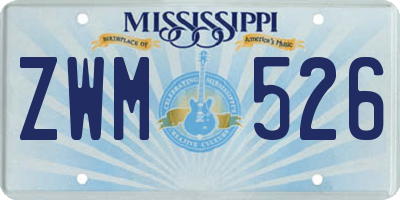 MS license plate ZWM526