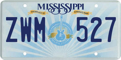 MS license plate ZWM527