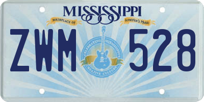 MS license plate ZWM528