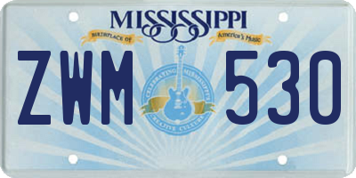 MS license plate ZWM530