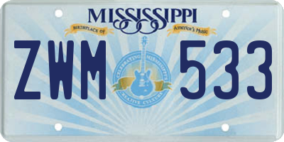MS license plate ZWM533