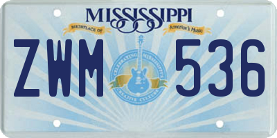 MS license plate ZWM536