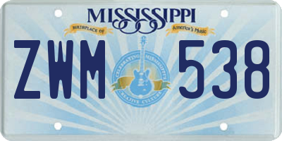 MS license plate ZWM538