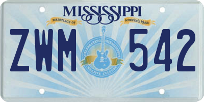 MS license plate ZWM542