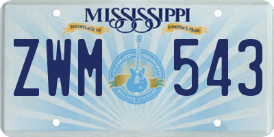 MS license plate ZWM543