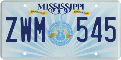 MS license plate ZWM545