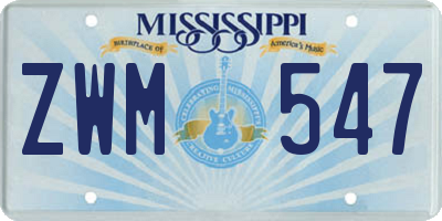MS license plate ZWM547