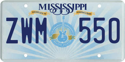 MS license plate ZWM550