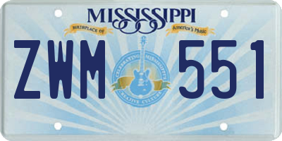 MS license plate ZWM551