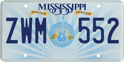 MS license plate ZWM552