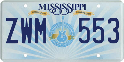 MS license plate ZWM553