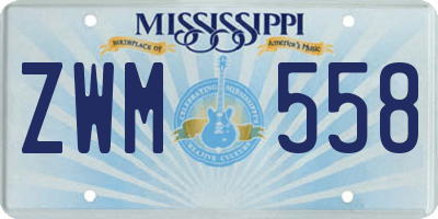 MS license plate ZWM558