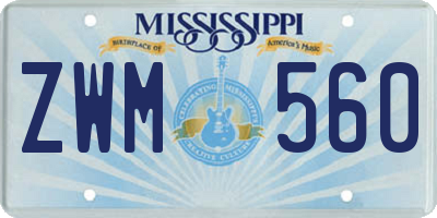 MS license plate ZWM560