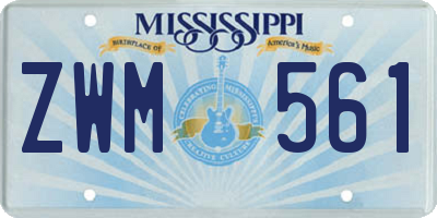 MS license plate ZWM561