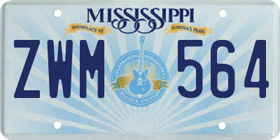 MS license plate ZWM564
