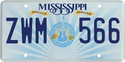 MS license plate ZWM566