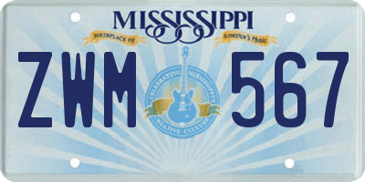 MS license plate ZWM567